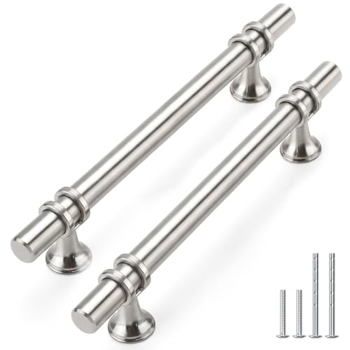 Rergy 5 Pack 5 Inch Hole Center Brushed Nickel Cabinet Pulls Kitchen Pulls
