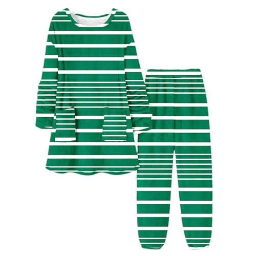 Women's Striped Flannel Pajamas Set Plush Soft Long Sleeve Lounge Pjs Fuzzy Fleece Winter Warm 2 Piece Sleepwear