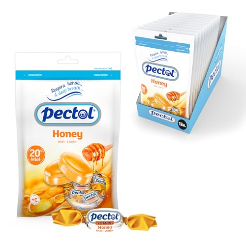 Damel PECTOL Caramelos de Miel y Limón - Caramelos para la Garganta - 20% miel y limón - Caja 12 bolsas x 110g