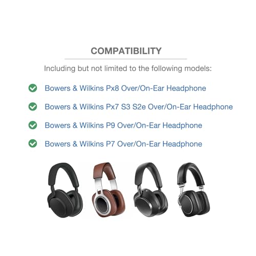 Funda para Almohadilla de Diadema Compatible con Bowers & Wilkins Px8, Px7 S3 S2e, P9, P7 Auriculares Over/On-Ear, Cojín Suave de 6 mm para Alivio de Presión, Cremallera sin Juego, con Lazo para Colgar miniatura 2