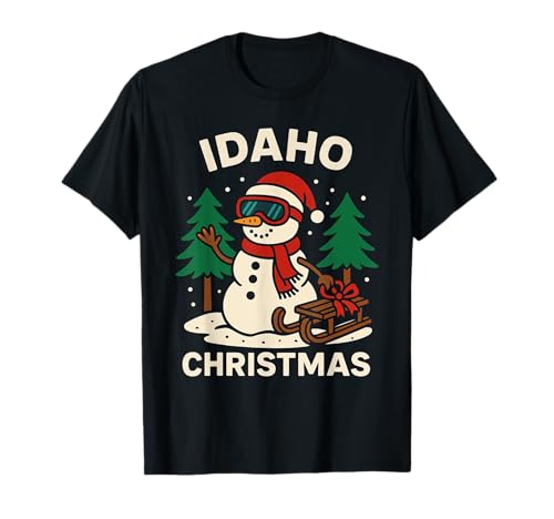 Idaho Snowman Shirt Christmas Tree Sled Festive T-Shirt