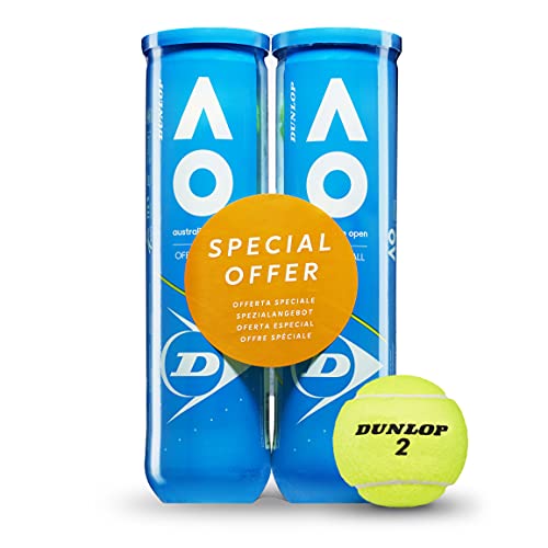 DUNLOP Pallina da tennis Australian Open - per terra battuta, cemento ed erba (2x4 Bi-Pet)
