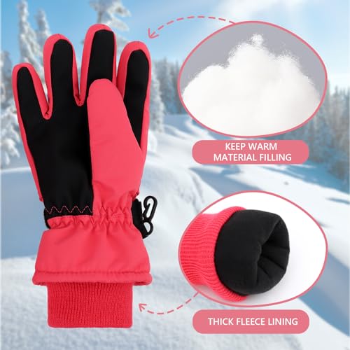 Image of Duoyeree Kids Waterproof Ski Gloves Warm 5-Fingered Winter Accessories for Boys & Girls Aged 4-13.