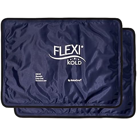 2 FlexiKold Gel Ice Packs (Standard Large: 10.5" x 14.5") Ice Packs for Injuries Reusable, Back Pain Relief, Knee Ice Pack Wrap, After Surgery, Ice Pack for Knee, Shoulder – 2PK Cover