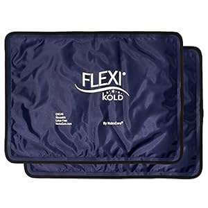 2 FlexiKold Gel Ice Packs (Standard Large: 10.5″ x 14.5″) – Reusable Cold Pack for Injuries, for Back Pain Relief, Migraine Relief Pad, After Surgery, Postpartum, Headache, Shoulder – 6300-COLD 2PK