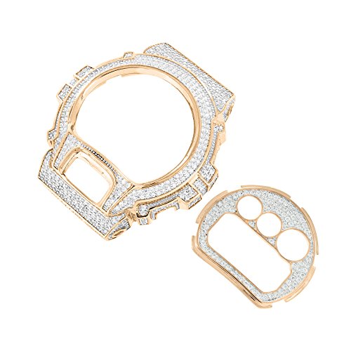 Custom G Shock Bezel for Men 4 Dial 14k Rose Gold Finish Simulated Diamond New