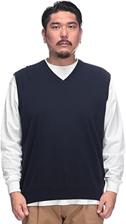 [B＆T CLUB] サカゼン (ビーアンドティークラブ) 長袖 ニットセーター 3L 4L 5L 6L カシミヤタッチ ニットベスト ハイゲージ 12G ふわかる ウォッシャブル トップス 大きいサイズ メンズ Vネック ビジカジ 通勤