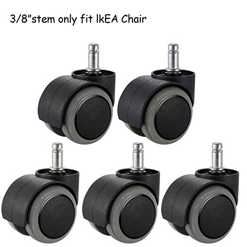Office Chair Wheels Replacement For Ikea Chairs, 10Mm Stem (Set Of 5), Pchero 2" Heavy Duty Swivel Polyurethane Casters For Ikea Chair Furniture Accessories, Protection For Hardwood Floors Carpet #TOP5