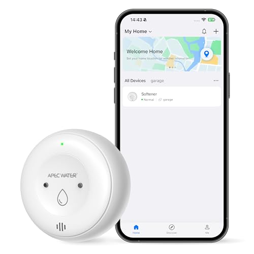 Image of APEC WATER WiFi Water Leak Detector for Home, App Connected get Real-Time Alerts, Highly Reliable Dual Sensor Wet Moisture Detection (1PK)