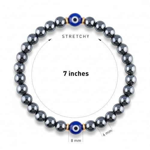 Image of Evil Eye Bracelets Hematite Protection Gifts for Women Men