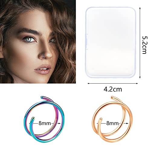 ONESING 20G Double Nose Ring Hoop for Single Piercing - 2-36 Pcs Jewelry for Women4