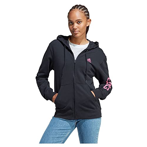adidas Damen Essentials Linear Full-Zip French Terry Hoodie, Black/Pulse...