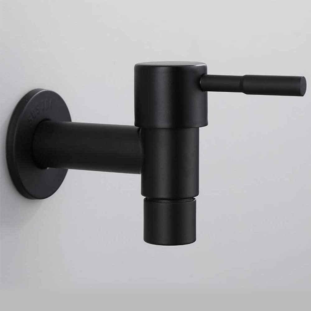 Rubinetto Nero, Rubinetto Giardino, Rubinetto in Acciaio Inox, Rubinetto a Parete Per Bagno Forte E Robusto per Bagno, Lavabo, Balcone, Cucina