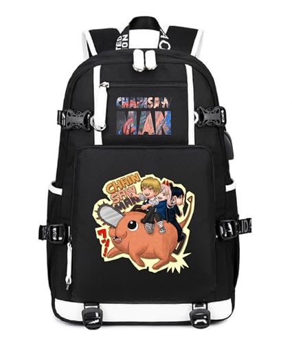 Anime Chainsaw Man School Bag Backpack Laptop Bag Daypack Rucksack with USB port Color A7