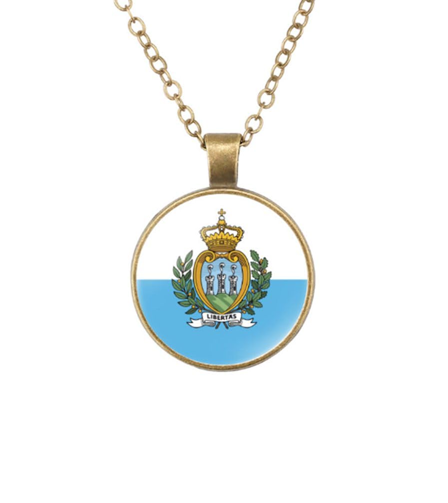 World Most Countries Flag Zinc Alloy Necklace Pendant Necklace for Men Women
