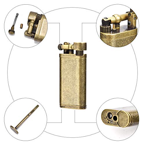 Angled Soft Flame Antique Style Lift Arm Butane Refillable Lighter with Tamper & Pick (Bronze) - Image 4