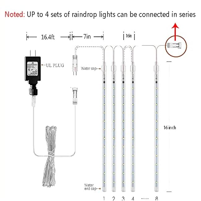 Aokudoni Blue Christmas Icicle Lights, 16 Inch 8 Tube Outdoor, UL Certified LED Connectable Decorations for Yard Porch Party Garden