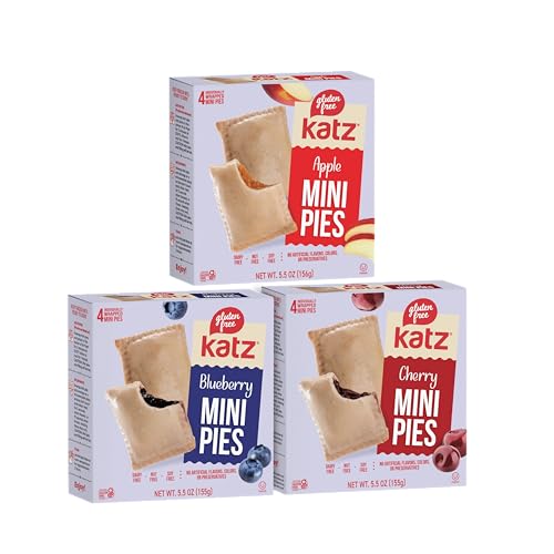 Katz Gluten Free Snacks Mini Pies Variety Pack | Apple, Blueberry, Cherry | Dairy Free, Nut Free, Soy Free, Gluten Free | Kosher (1 Pack of each)