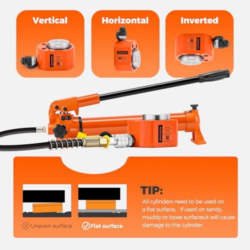 Image of Bonvoisin Hydraulic Ram Cylinder 30T Hydraulic Cylinder Jack Porta Power Ram 0.55 inch Stroke Low Profile Lifting Cylinders for Machinery Shipbuilding Bridge Construction