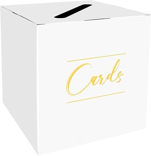 HEIPINIUYE Caja de tarjetas blanca para fiestas, caja de regalo blanca y dorada para boda, baby shower, cumpleaños, graduación, fiestas, cajas de