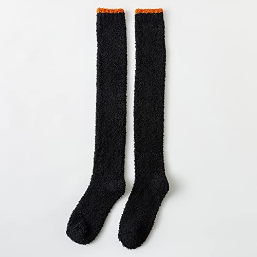 C𝐨zy Slippers For Women Winter Home Warm Solid Warm Socks High Socks Thigh-High Knee Fuzzy Women's (Black, One Size) #TOP5