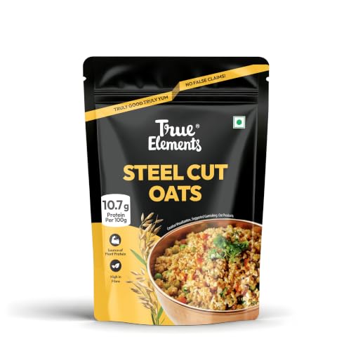 Image of True Elements Steel Cut Oats 1kg - Steel Cut Oats for Weight Management | Sugar Free | Healthy Breakfast | 100% Wholegrain | Diabetic Friendly | Breakfast Cereal