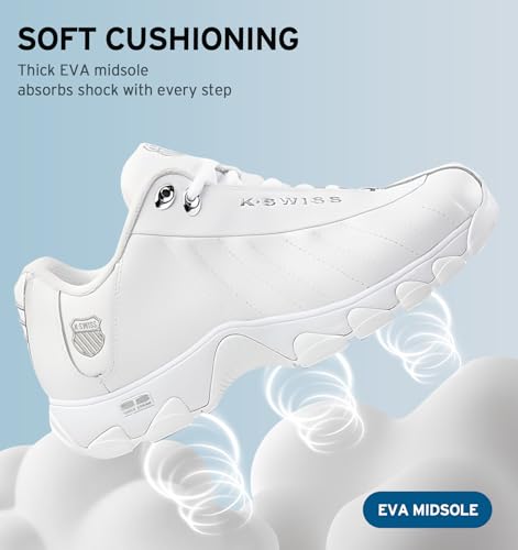 Image of K-Swiss Men's ST329 CMF Sneaker, Wide Tennis Walking Shoes Leather Upper