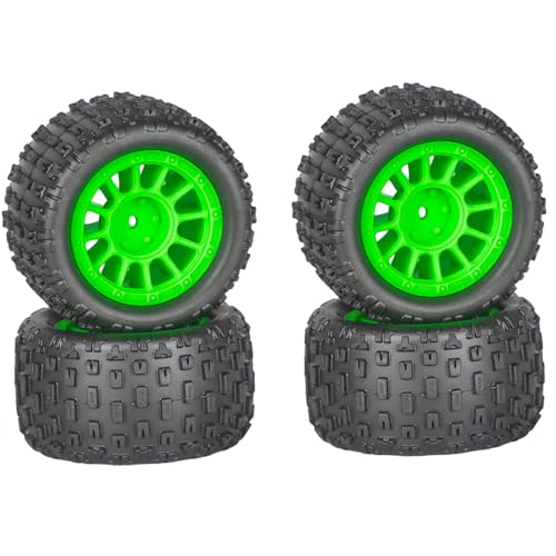 4Pcs Wheel Hub Tires for ARRMA 1/18 Typhon GROM Granite RC Car Upgrade Parts (Green)