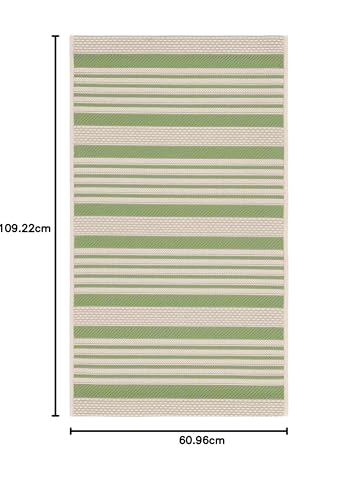 Safavieh Striped Indoor/Outdoor Woven Accent Area Rug, Courtyard Collection, CY6062, in Green / Beige - Image 3