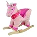 Cavallo a Dondolo Legno Unicorno Cavalcabile Bambina Drago Cavalcabile per Bambini, Gioco Cavalcabile Bimba 1-3 Anno，Giochi Cavalcabili Peluche, Cavalluccio a Dondolo, Animale Dondolo 68x33x50(h)