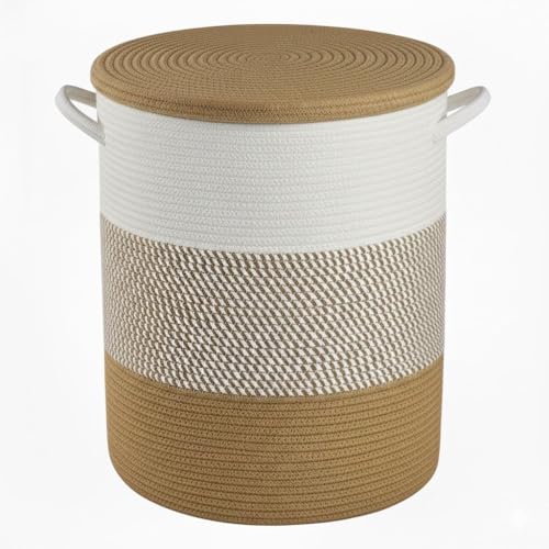 SPANCO HOME lid Laundry Basket for Clothes, Toy Storage Basket, Storage Basket for Living room, Multi-Purpose, Extra Large Laundry Basket, Dirty Cloth Baskets, 15x20 in inch (LXH) (BG5)