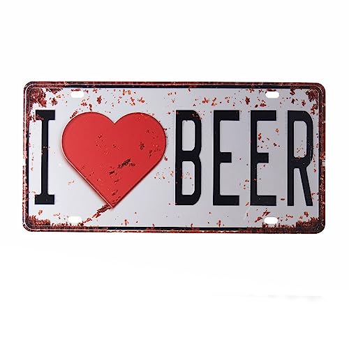 Image of I Love Beer Multipurpose Metal Signs - License Wall Plate, Decorative Car Tag - Ideal for Cafe, Restaurant, Shop, Home, Hotel, Club, Office, Living Area
