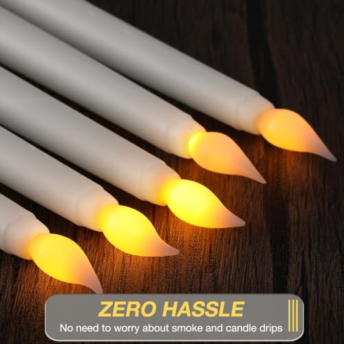 Image of Tuanse 108 Pack Flameless Flicker Taper Candles Bulk with Remote and Timer, Battery Operated LED Warm White Taper Candles Light for Home Wedding Decoration Gifts (White,11 Inch)