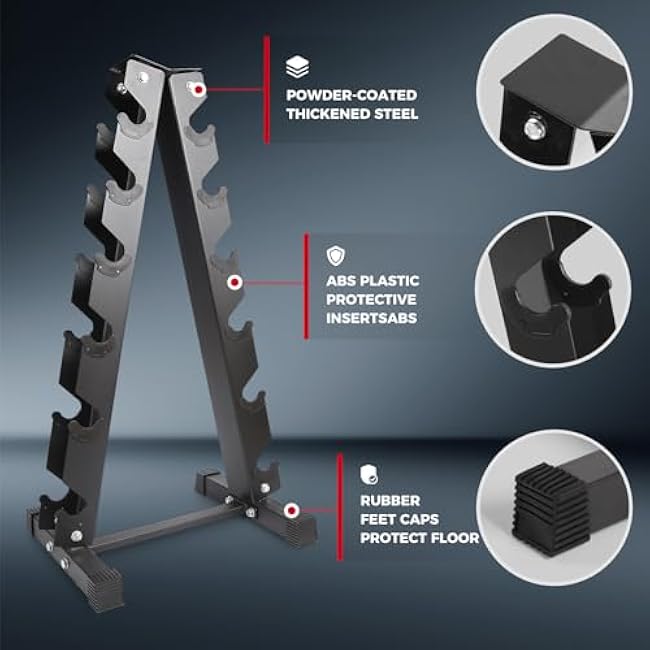 RITFIT 300/350/450/650/180/200/210 LB Rubber Hex Dumbbells Set with Optional Dumbbell Rack, Multi Weight Set to Choose, Ideal for Home Gym and Fitness