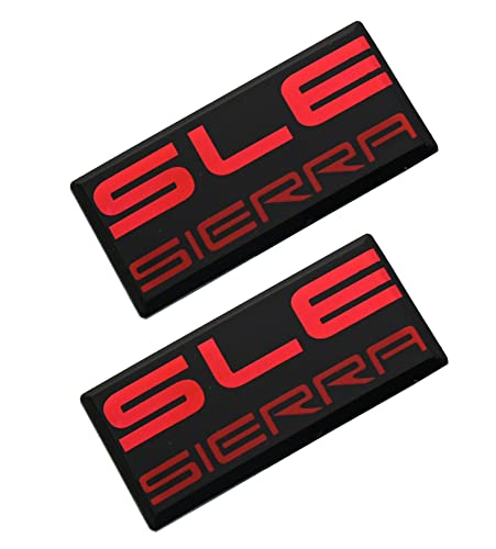 Image of 2pcs New SLE Sierra Emblems Replacement for GMC 1500 2500 3500 Pillar Cab Roof Side Badge 88 89 90 91 (Red)