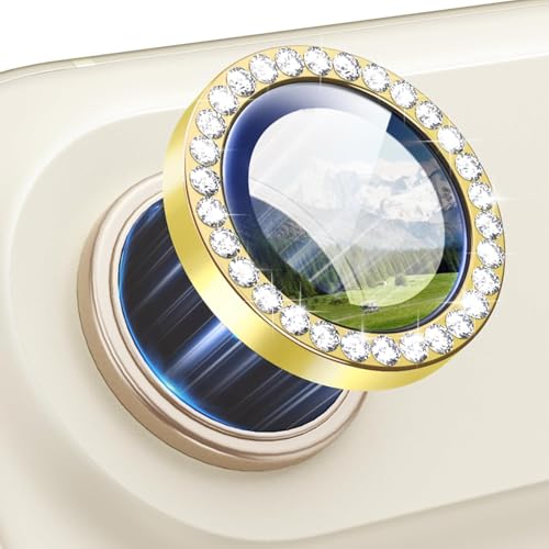 Image of CLITZ for iPhone 17 Air Camera Lens Protector Bling, Individual Diamond Metal Ring with 9H Hardness, Scratch-Proof Camera Screen Protector, Stylish Accessories, Case Friendly (Gold)