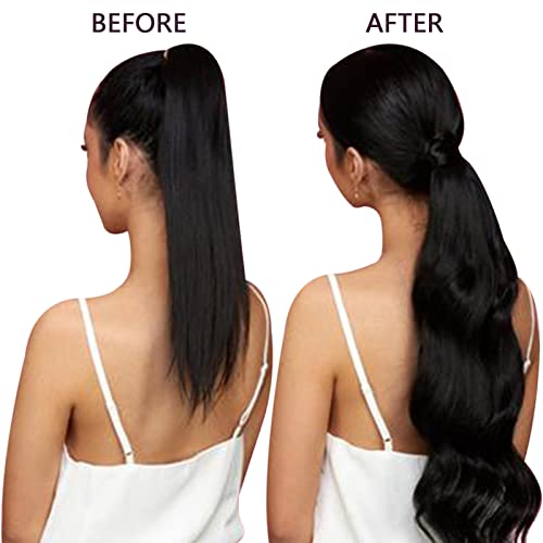 RUNATURE Ponytail Extension Human Hair Black Real Hair Ponytail Extensions Jet Black Real Hair Ponytail Extensions 18 Inch 100 Gram #1 - Image 2