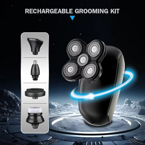 Image of WMARK NG-7983 Men's Head Shaver for Bald Men 5 in 1 LED Electric Cordless Razors Shaving USB Rechargeable Wet Dry Grooming Kit Nose Hair Trimmer IPX7-Waterproof runtime 70 mins, Model 31