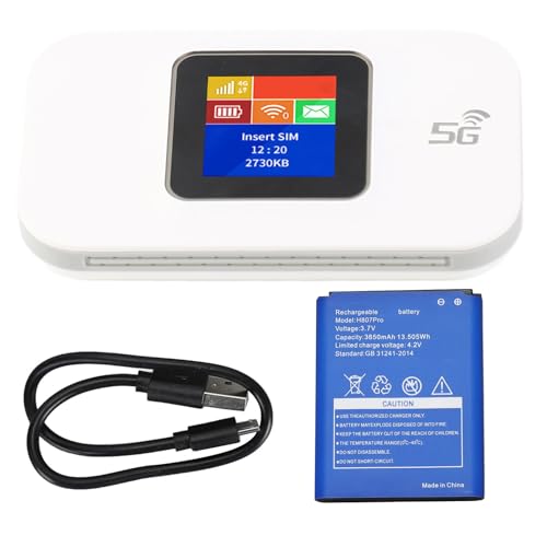 Image of Mobile WiFi Hotspot Router 4G Portable WiFi 1.44in Color Screen Mobile Hotspot Router with Micro SIM Card Slot for Phone Tablet Laptop (White)