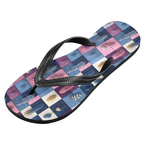 Flip Flop Sandals Aesthetic Feather Print for Women Men Beach Outdoor XS2
