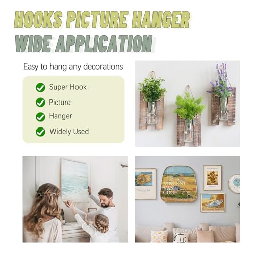 FURHUA Stronger Super Hooks Picture Hanger, Hang Art, Clock, Shelves, Mirrors, Frames, or Planters for Home and Office Decorations-Aeneous 20pcs - Image 7