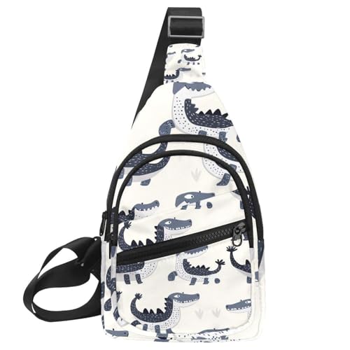 Sac de poitrine crocodile vert avec bandoulière convertible ergonomique