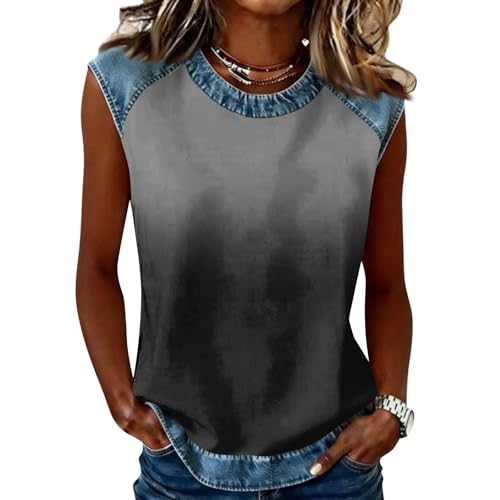 Vetement Femme Ete Haut Chic Et Elegant Chemise Longue Manche Debardeur Élégant Pull À Col Rond pour Femmes, T-Shirt Manches Courtes Imprimé Hibou Noir L