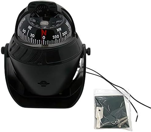 Begator Bygytyo Boat Car Caravan Truck Compass Sea Marine Electronic Navigation Bracket Mount Backlight Compass,Dashboard Night Visible with Light,Fits for Car,Watercraft,Boat,Caravan (Black, Small)
