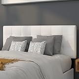 Flash Furniture Bedford Box Stitch Tufted Upholstered Full Size Headboard in White Fabric