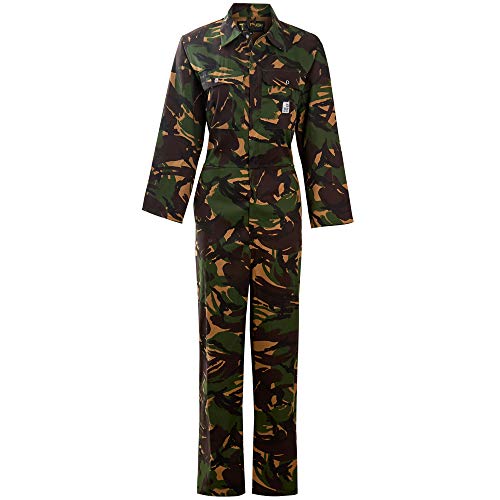 Pro-work - Mono de Trabajo para Hombre, polialgodón, Resistente, con Cierre Completo de Tachuelas y Cintura elástica + especificaciones de Seguridad Marrón Camuflaje 60