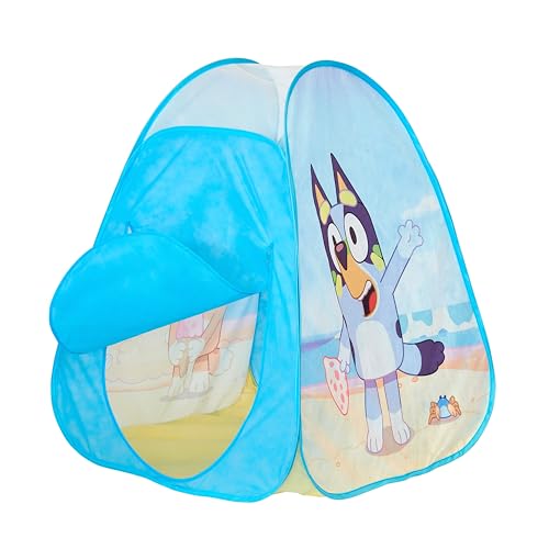 Bluey Pop N Fun Play Tent 4-Sided Foldable Playhouse with Door Indoor/Outdoor Play No Assembly Toddler Pop Up Tent for Ages 2+