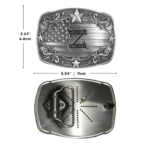Image of Western Belt Buckle for Men Vintage Cowboy Rodeo Texas Initial Letter ABCDJMR to Z Belt Buckles