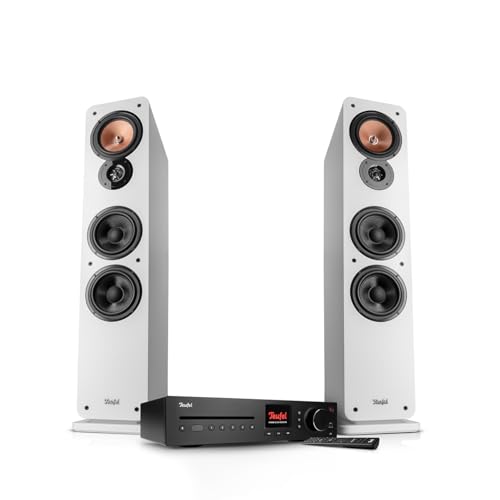 Teufel Ultima 40 Kombo 3 - Chaîne Hi-FI stéréo avec récepteur CD et Bluetooth, Wi-FI, LAN, Radio Dab+ FM, USB-C, HDMI Arc CEC, système à 3 Voies,...