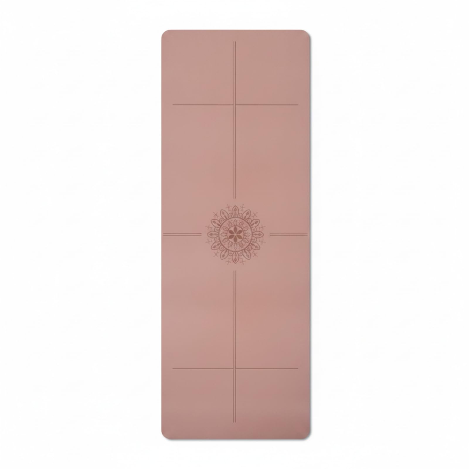 Pu-Fitness-Matte Ausrichtungsmarkierungen Yogamatte abgerundete Ecken Fitnessmatte, Hellbraun, Doppellinie